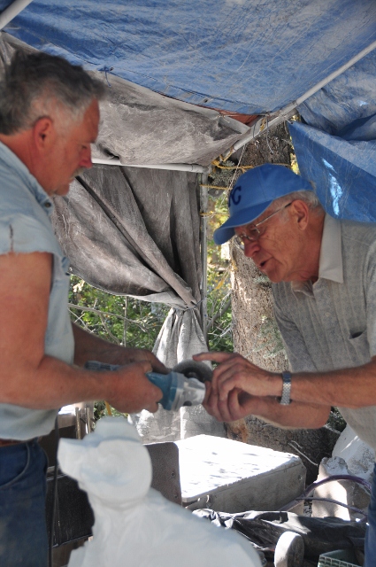 Marble sculptor and tourist